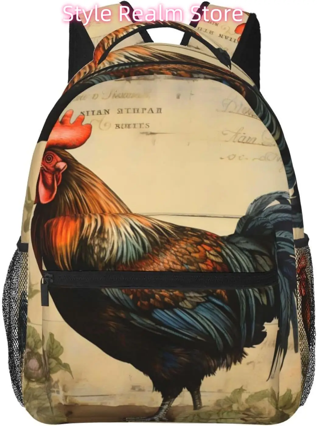

laptop bag back to school Rooster Postcard Lightweight Laptop Backpack Lightweight Multipurpose Travel Casual Daypack Unisex Col