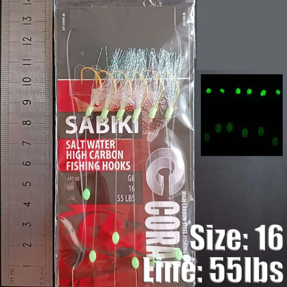 

Bass With Barb Fishing Sabiki Rigs Noctilucent Light Luminescent Lunker Sabiki Lure Flexible Durable Fly Fishing