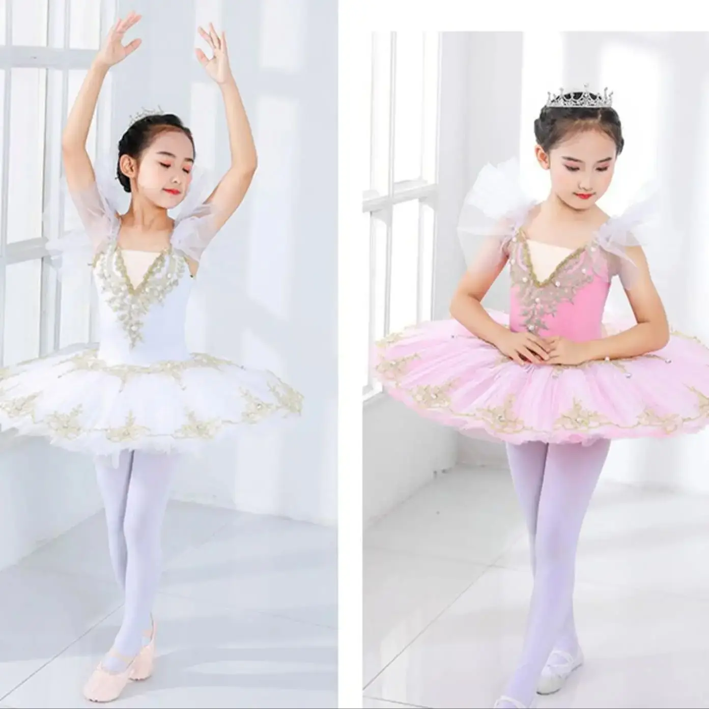 Profesjonalne stroje gimnastyczne do tańca 2024, spódnica baletowa, koronka rozpuszczalna w wodzie, siatka, spódnica dla dorosłych w rozmiarach 110-160, kostium do tańca łabędzia.
