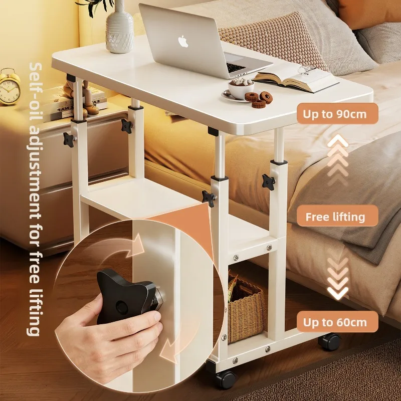 Adjustable Bedside Table Laptop Desk Wheels Dual Layer Small Table Computer Table Laptop Table Mesa Desk Computer Desks
