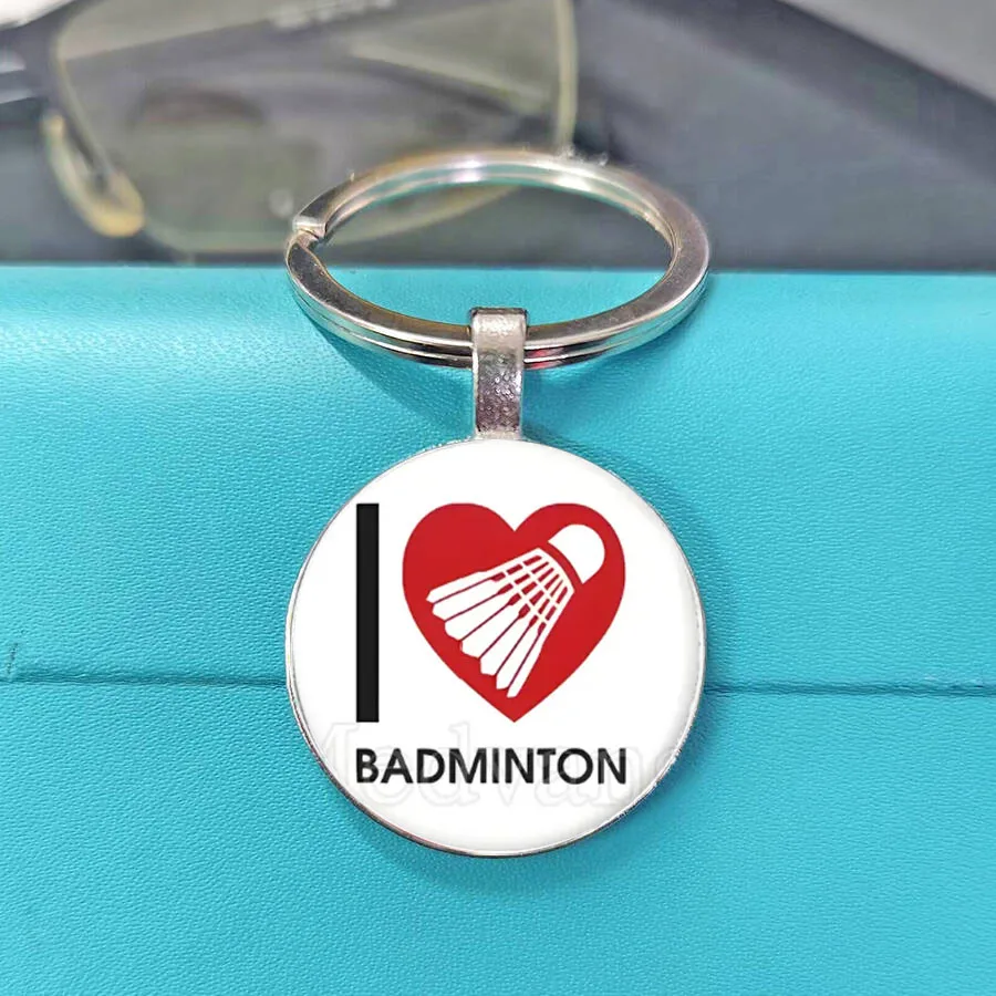 Delicate Sporty Badminton Glass Keychain Detailed Shuttlecock And Player Motif Dainty Daily Key Perfect Souvenir Gift