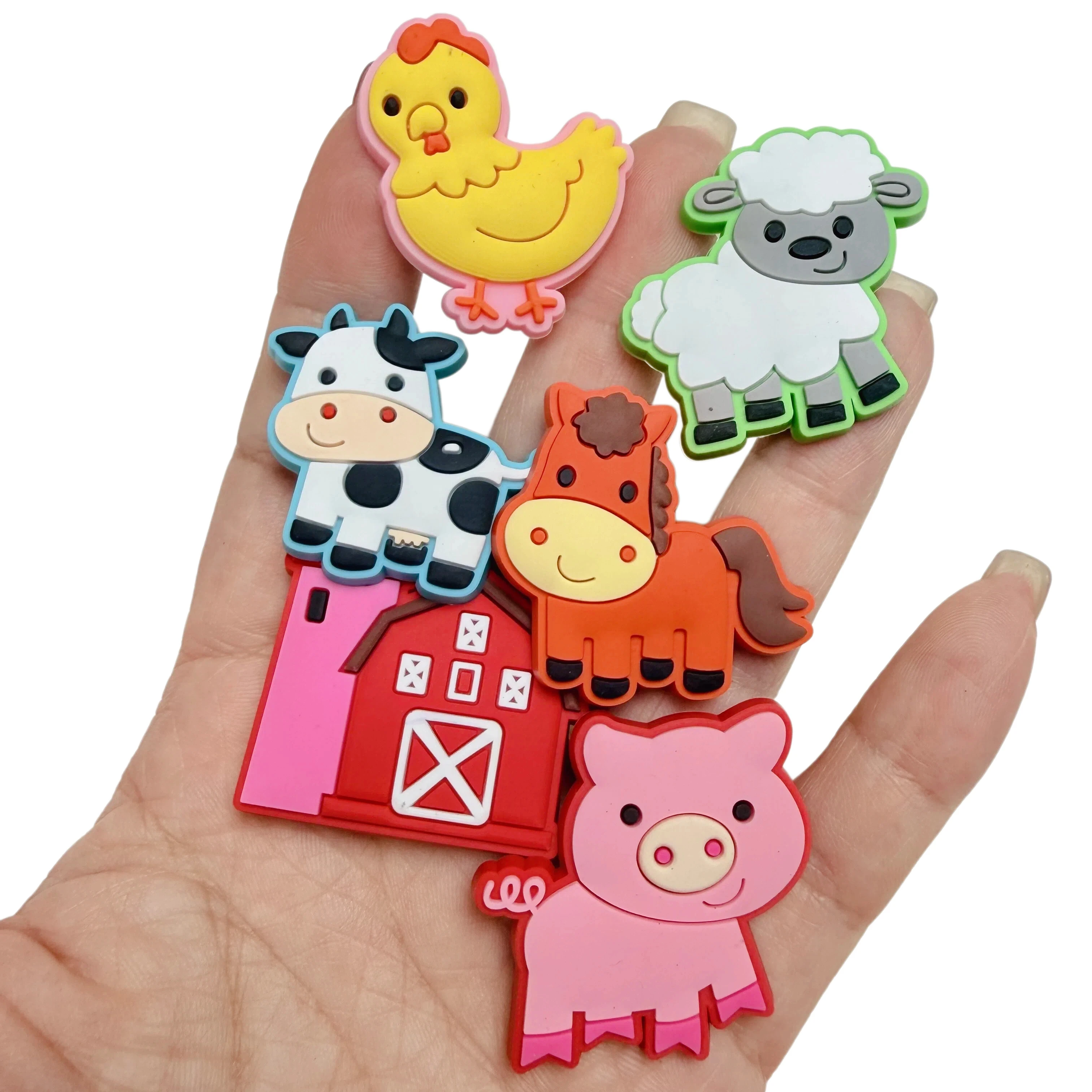 New Arrival 1/6Pcs Chicken Sheep Adult Clog Buckle Charms Farm Barn PVC Shoe Decorations DIY Phone Case
