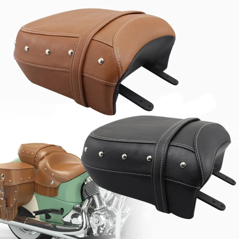 Motorcycle Accessories, Black Nailed Back Cushion, Passenger Cushion, for Indian, Black Horse