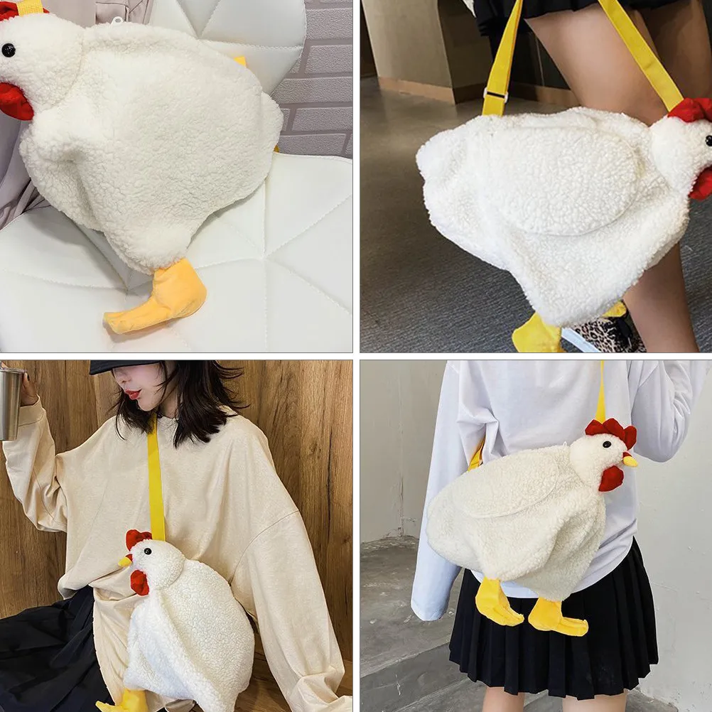 

Chicken Shape Cross Body Shoulder Satchel Bag for Women Girls Large Zipper Storage Cartoon Body Bag Fashion