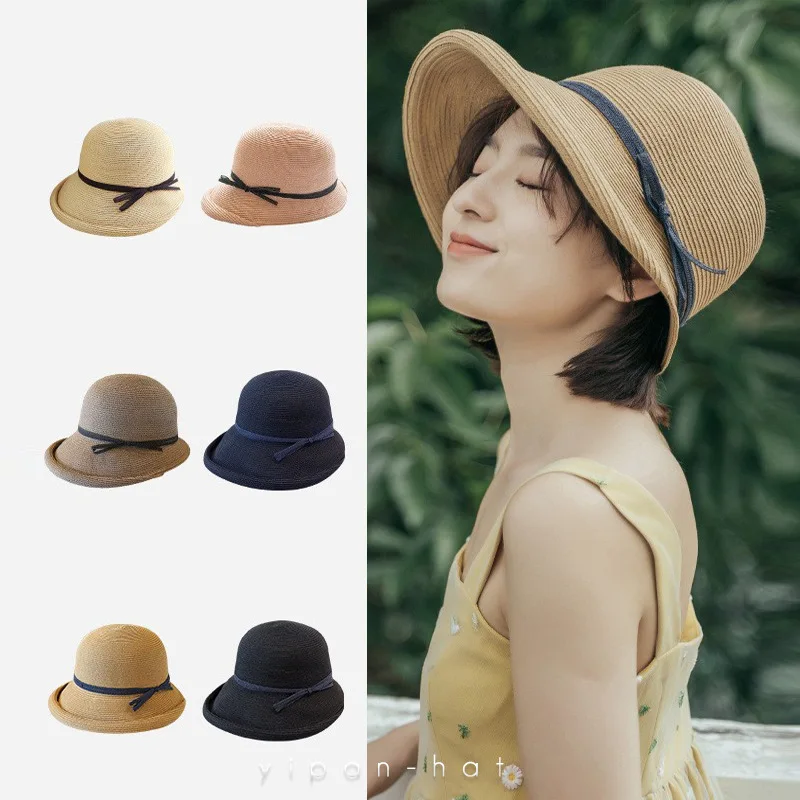 

2023 Sunscreen Hat For Women Summer Designer Straw Knitted UV-proof Empty-top Hat Sunshade Hat Straw Hat Wholesale