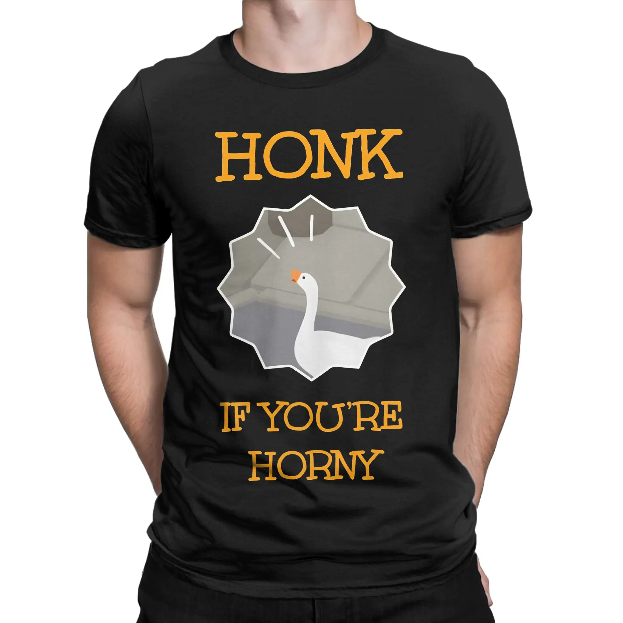Honk white Graphic 100% Cotton T-Shirt Untitled Goose Game Tops Tees For Men