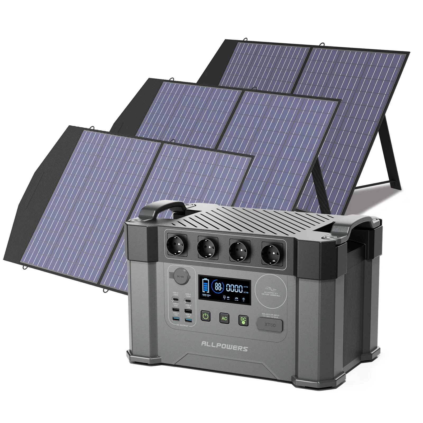 ALLPOWERS S2000 Pro Outdoor Generator 2400W MPPT draagbare krachtcentrale met 4X100W opvouwbare zonnepanelen voor campercamping, thuis
