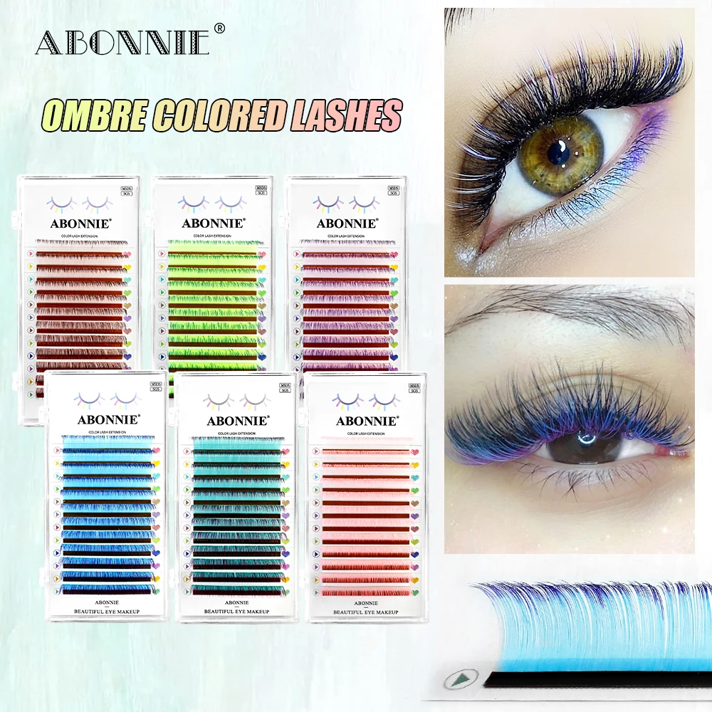 

ABONNIE Ombre Colored Classic Volume Eyelash Extensions Color Handmade Fluffy Colored Lashes Volume Supplies For Chrismas Party