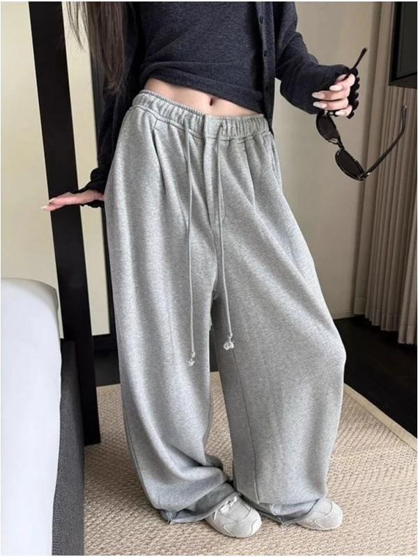 

Свободные брюки в американском ретро-стиле с широкими штанинами и шнурком для мужчин и женщин, весна-осень, повседневные, для расслабленного образа