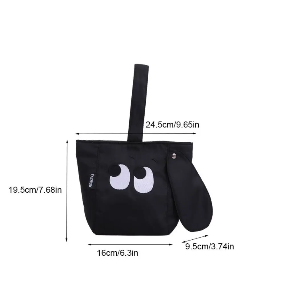 Eenvoudige nylon cartoon canvas tas grote capaciteit grote ogen hond handtas borduurwerk handheld draagtas emmer tas winkelen