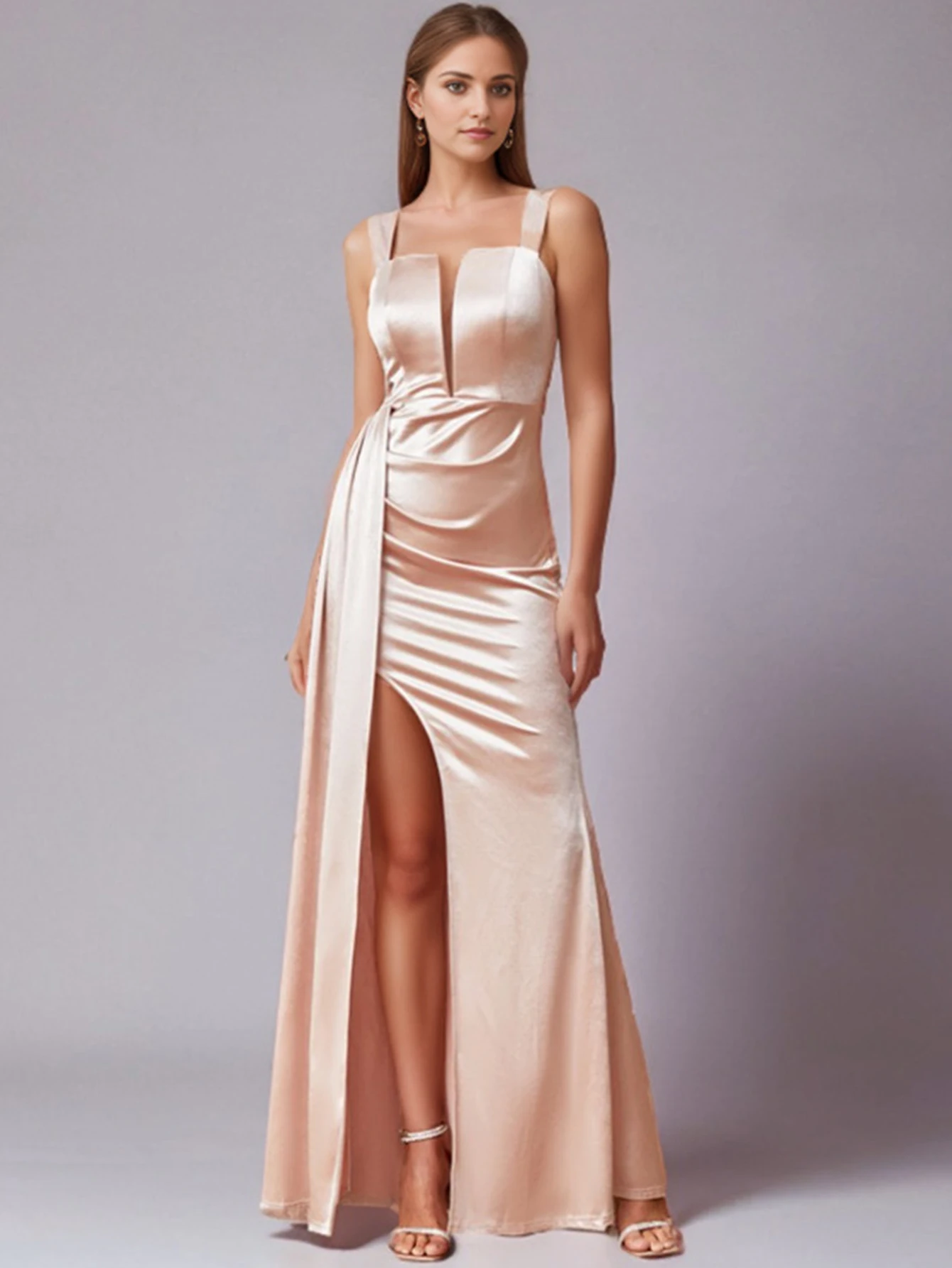 女性のためのセクシーなサテンマキシドレス,エレガントな夏服,豪華なウエディング,花嫁介添人のイブニングドレス