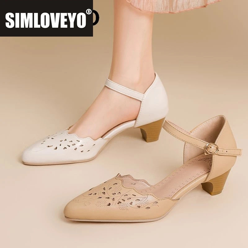 

SIMLOVEYO 2025 летние женские босоножки Мэри Джейн с острым носком на блочном каблуке 4 см с пряжкой и ремешком, большие размеры 46 47 48 Sweet Daily Shoes