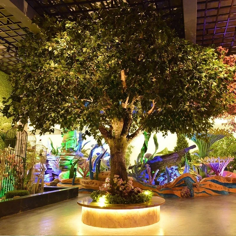 simulated tree large indoor simulated green plant banyan tree shopping mall hotel fake tree landing landscape potted plant
