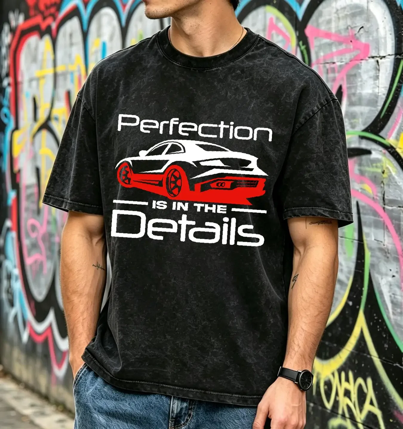 washed T Shirt NEW Perfection Is In The Details Car Detailing Carwash Painter S 2XL vintage Washed Top For Everyday Wear