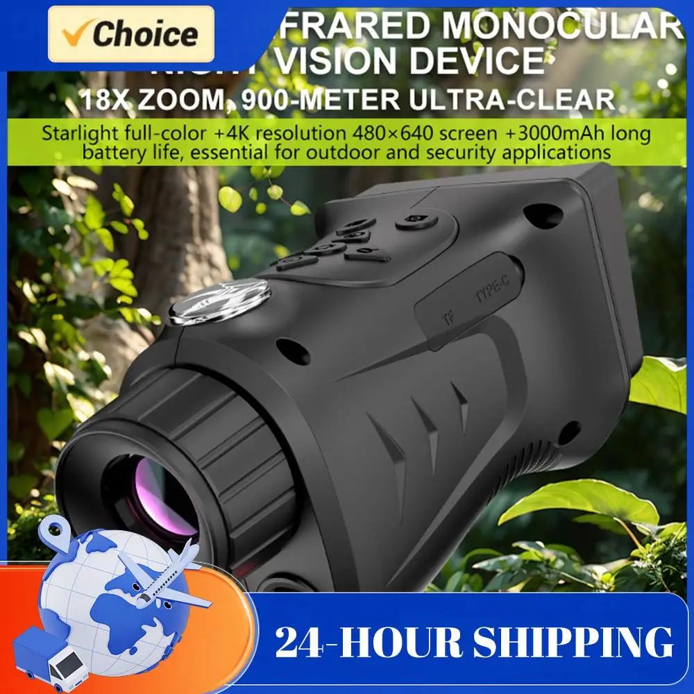 4K Outdoor HD Telescope Camera with 2.8 Inch Large Screen 18X Digital Zoom Hunting Camera Digital Infrared Monocular Telescope