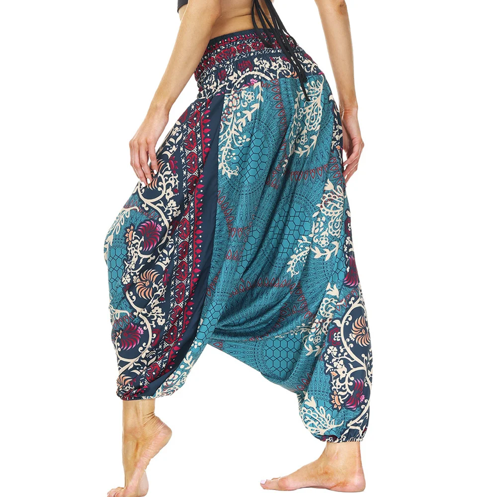 One Size Fits Most Drop Crotch Harem Pants,Gypsy Boho Baggy Pants Hippie Harem Pants for Women Yoga Pilates Aladdin Pants