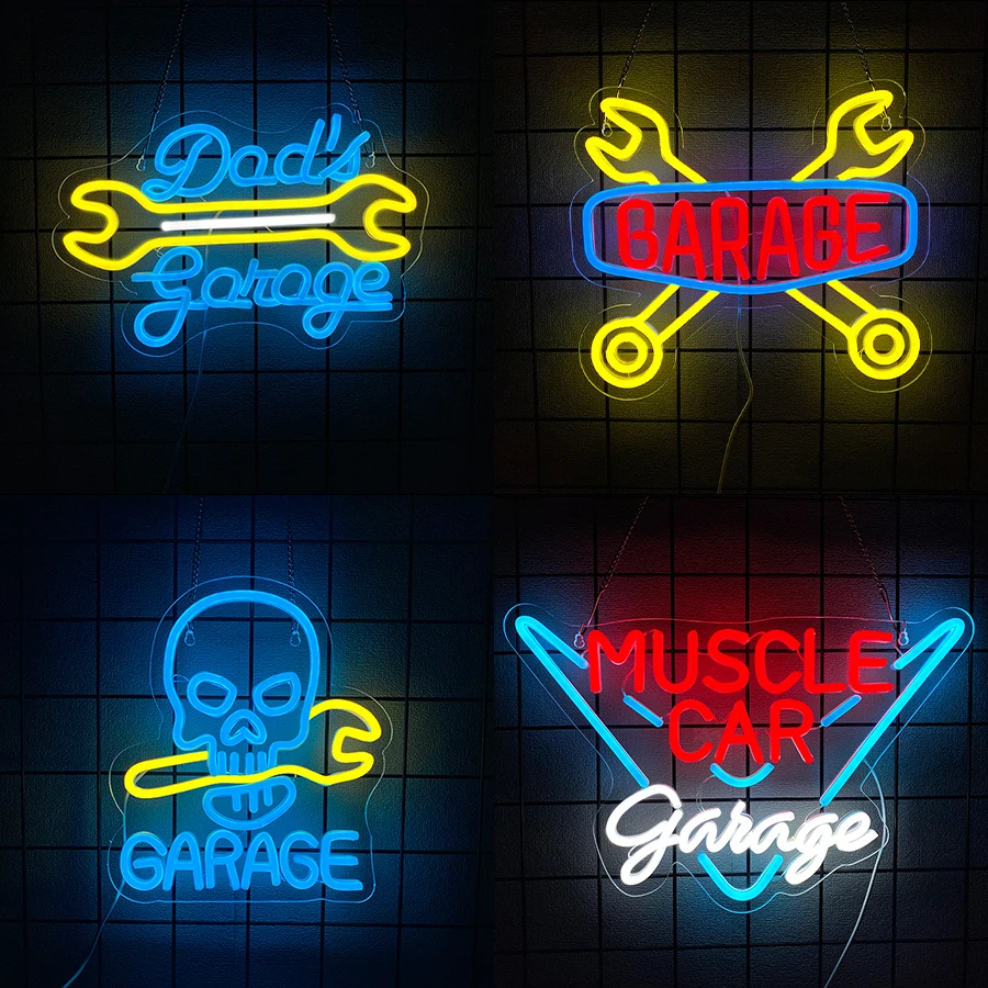 Garage Neon Sign For Wall Decor,Light Up Sign For Man Cave,Auto Repair Shop,Workshop,Garage Decor For Men,Gift For Father