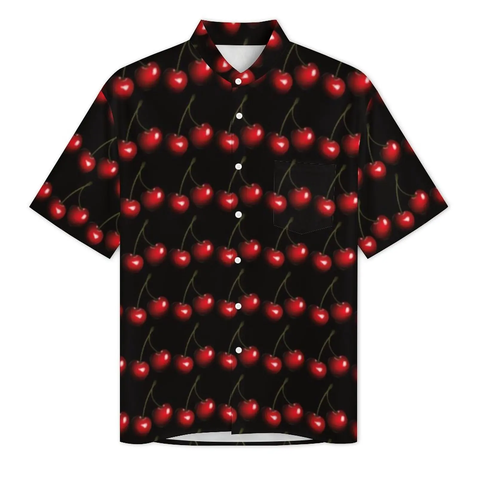 Fresh Fruit Print Summer Shirt For Men Beach Red Sweet Cherries Casual Shirts Short Sleeve Stylish Novelty Oversize Blouses