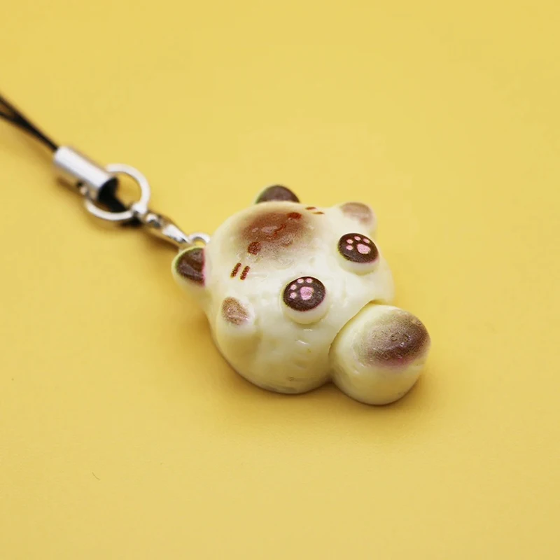 Aksesori Liontin Jimat Ponsel Kucing Kartun Kawaii Gantungan Kunci Liontin Rantai Lanyard Lucu untuk Tas Ponsel Hadiah DIY