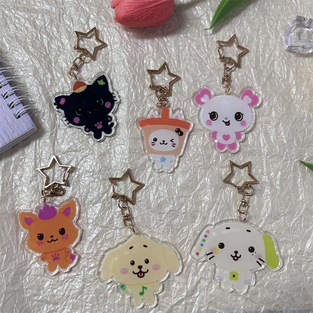 KPOP Boys Idols Lovely Keychain Renjun Jeno Haechan Chenle Transparent Acrylic Keyring Pendant Cartoon Bag Accessories Fans Gift