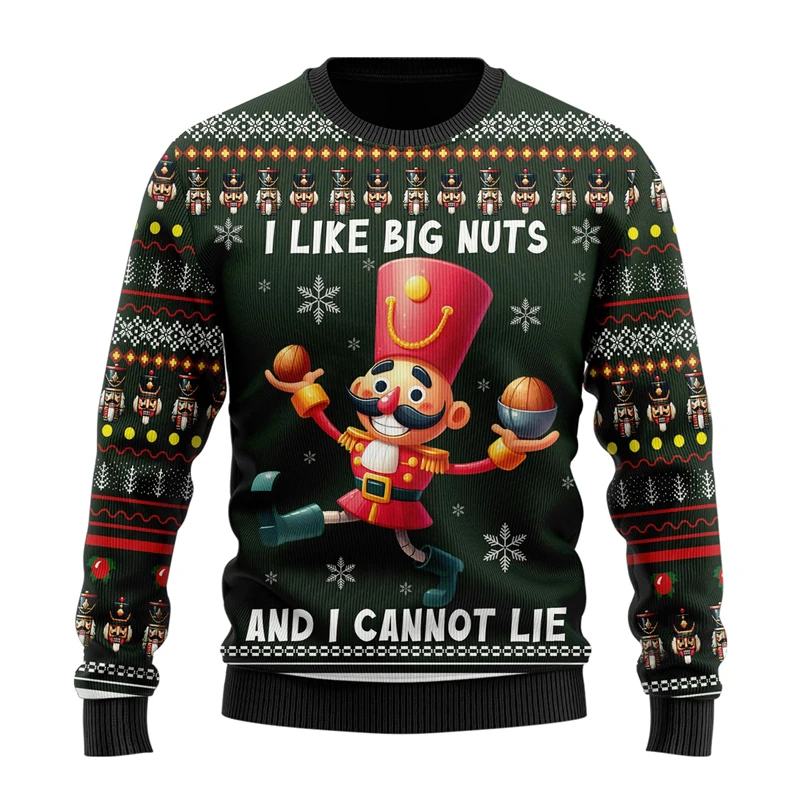 Cute Nutcracker 3D Printed Ugly Christmas Sweater For Women Clothes Casual Man Streetwear Female Y2k Sweatshirts Crewneck Tops