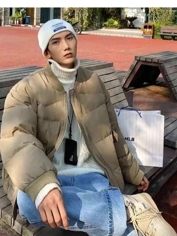 

Thiened American Workwear Cotton Jaet Men's Autumn Winter Cleanfit Stand Collar Pilot Jaet Baseball Coat