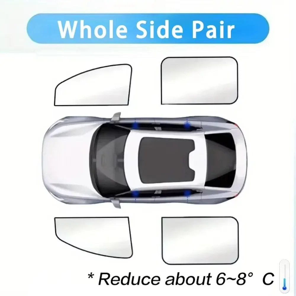 Vollständig Abdunkelnde Auto-Fenster-Sonnenschutzfolien für Windschutzscheibe, Seiten- und Heckscheibe mit Wärmeisolierung, UV-Schutz, Auto-Sommer-Sonnenabdeckungen – Detail 2