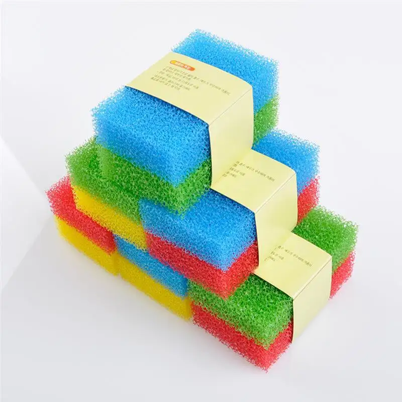 10pcs Simulation Loofah Scouring Pad Kitchen Dishwashing Sponge Cleaning Pad Sponge Paddish Scrubber Pads (Random Color)