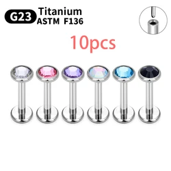 1/10PCS G23 Titanium Piercing Lip Labre Body Jewelry Nasal Nail For Women CZ Earrings Spiral Cartilage Piercings
