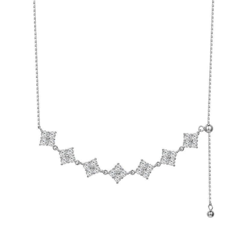 S925 Sterling Silver Moissanite Gold Colour  Pendant Accented Necklace for Women