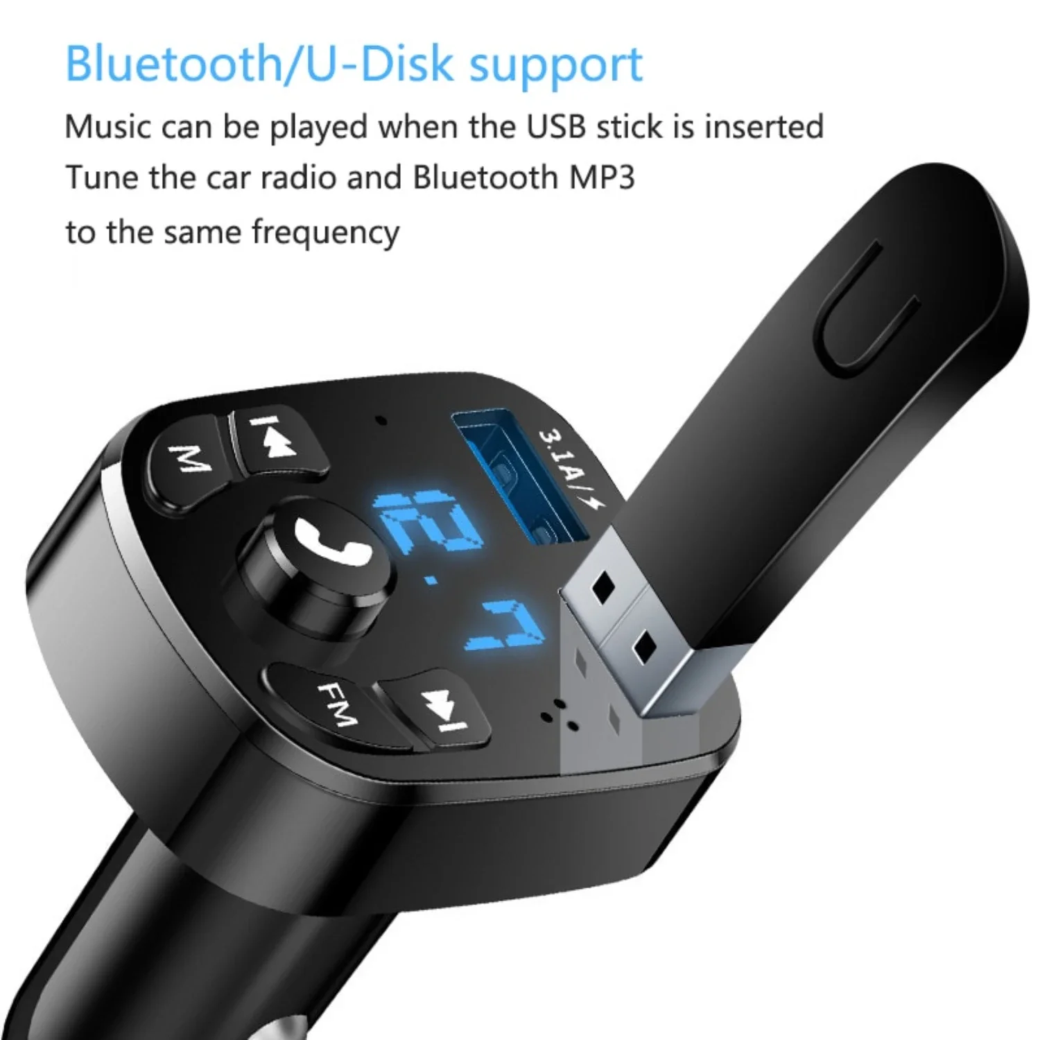 Receptor de reproductor MP3 para coche, transmisor FM de alto rendimiento y carga, USB Dual, Bluetooth, Compatible con unidad Flash USB 5,0