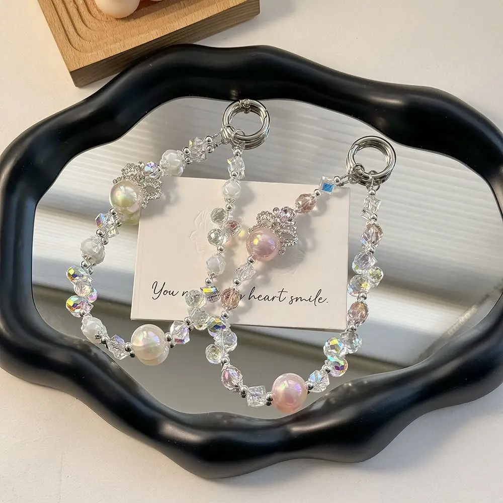 

Короткий ремешок-цепочка для телефона с кристаллами и жемчугом, защита от потери, цветной