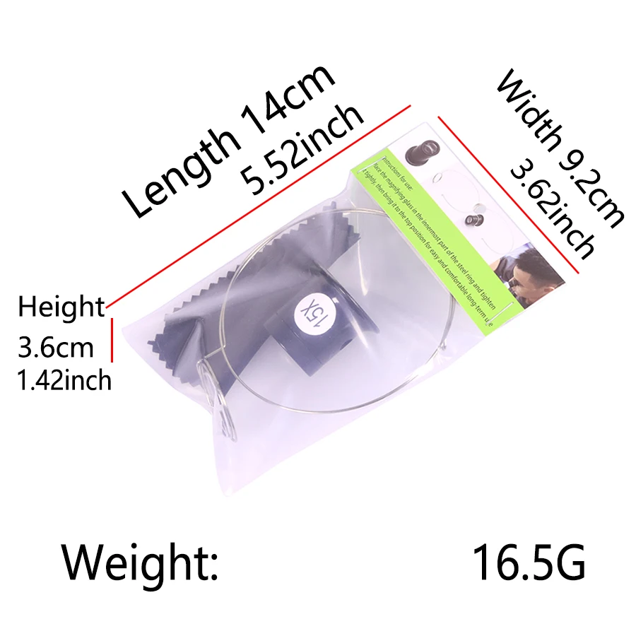 Watch repair tool 5X/10X/15Xmultiple magnifying glass, eyepiece, inch mirror, eye mask, clock glasses set,steel wire ring