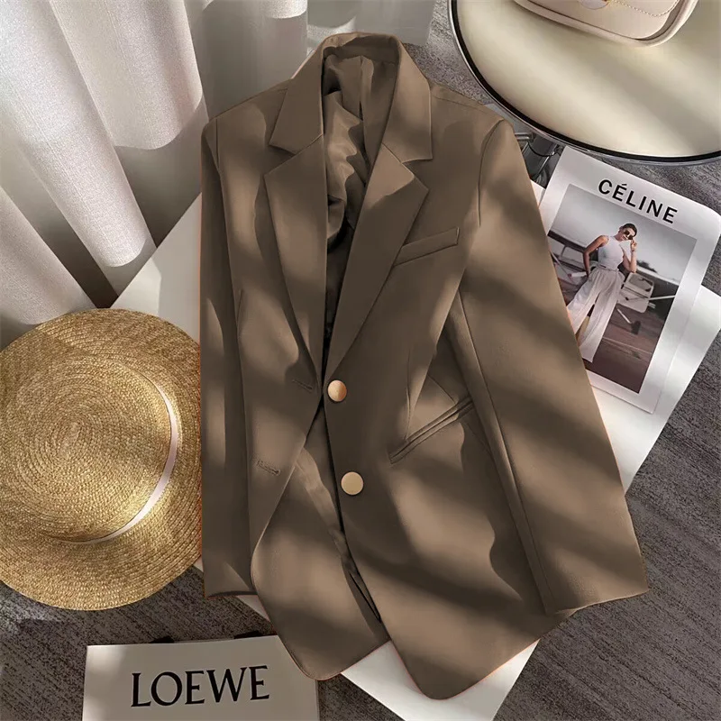 

Элегантные офисные женские пиджаки для женщин, новинка 2025, модный пиджак с длинными рукавами и одной пуговицей, пальто, женский топ, пиджаки, верхняя одежда