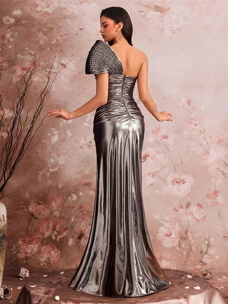 Luxury Slanted shoulder Maxi Evening Dresses Waist-cinching mermaid Wedding Party Night Elegant Long Cocktail Prom