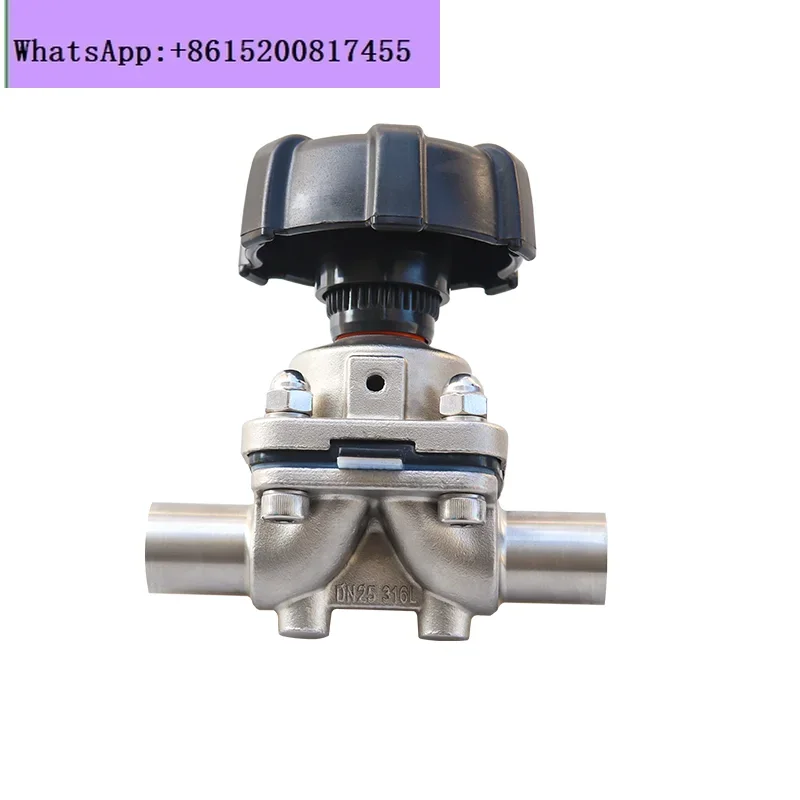 Food and pharmaceutical hygiene grade 316 stainless steel manual welding diaphragm valve high temperature double diaphragm