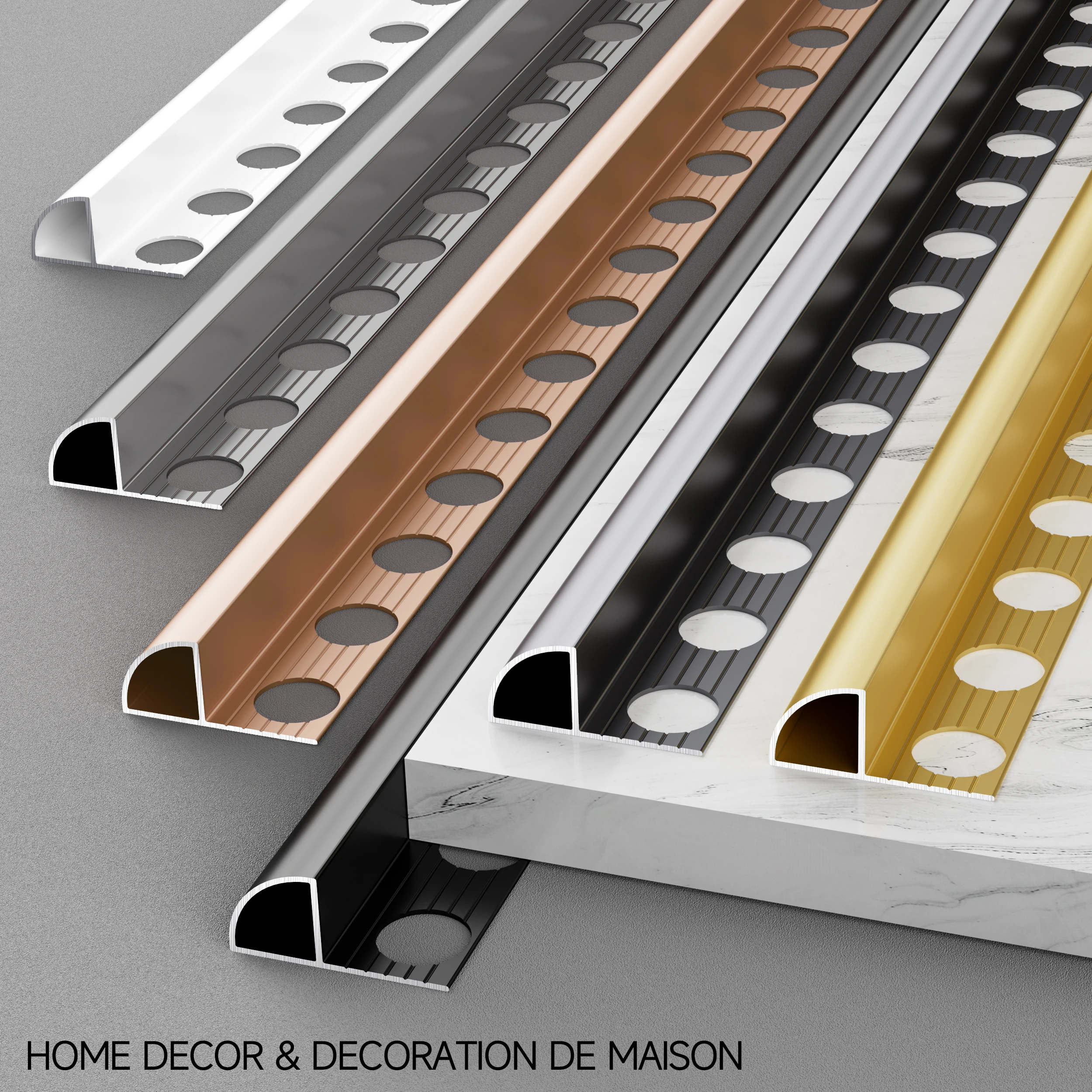6Pcs 50cm Aluminum Tile Corner Trim, L-Shape Metal Edge Protector, Wall Corner Guard Strip for Kitchen & Bathroom, 6 Colors Avai