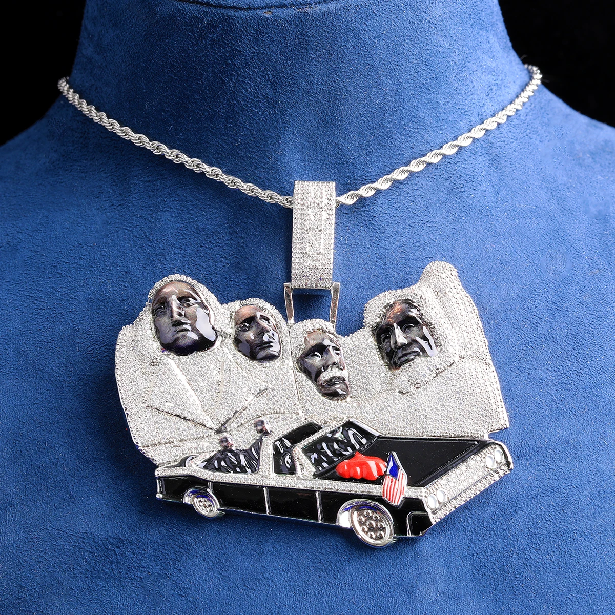 Bubble Letter Iced Out Baguette L3TRA Necklace Pendant for Men Real Gold Plated 5A Cubic Zirconia Hip Hop Jewelry