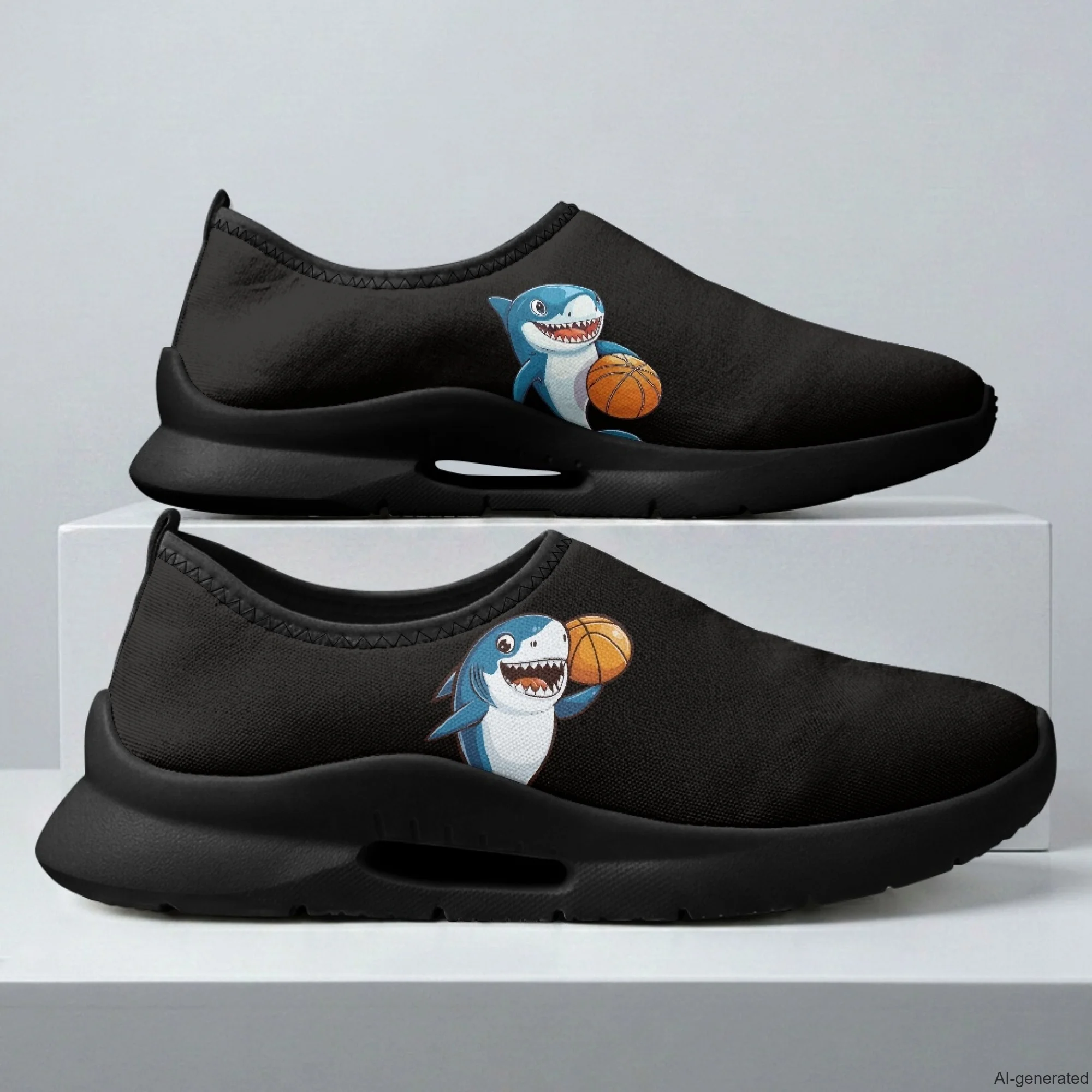 XIXIRIMIDO Mens Casual Shoes Slip On Walking Sneakers Women Gym Workout Shoes Shark Print Breathable Mesh Shoes 35-48