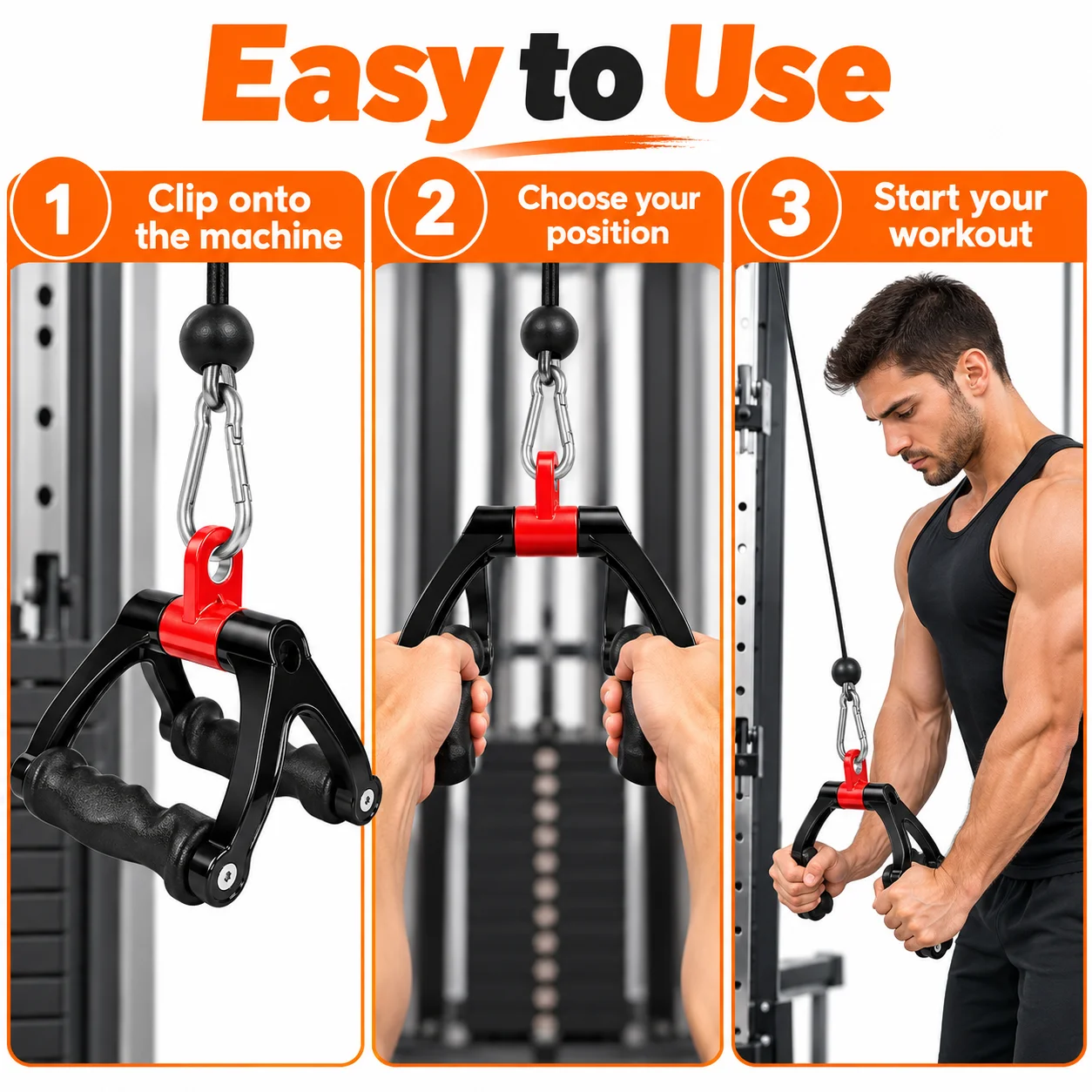V Handle Cable Machine Attachm - Lat Pulldown Cable 评论和价格