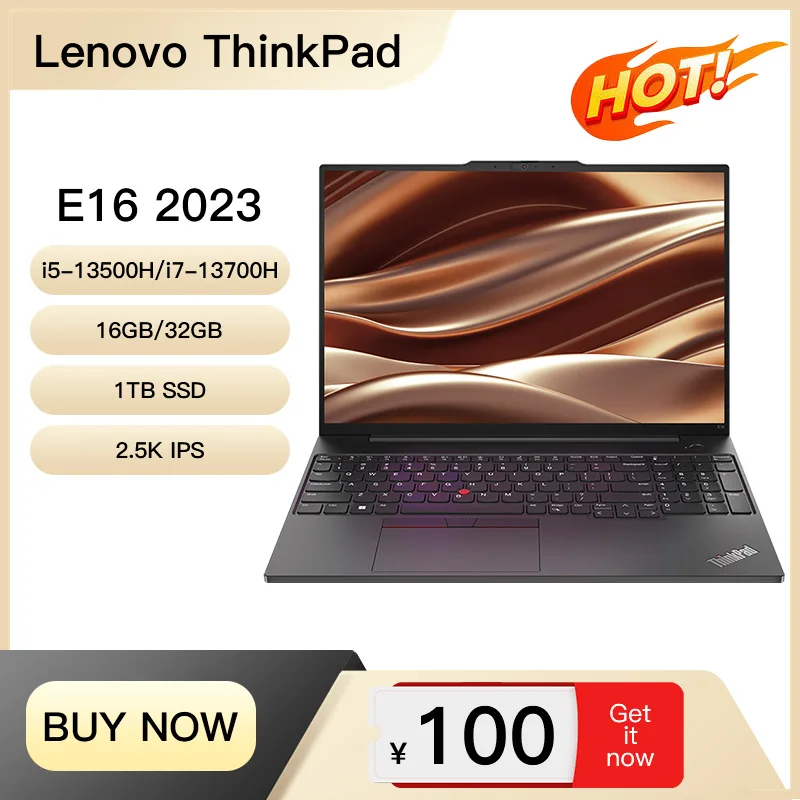 Lenovo Laptop ThinkPad E16 2023 13th Gen i5-13500H/i7-13700H 16GB/32GB RAM 1TB SSD 16-Inch 2.5K IPS 400nit Screen Notebook PC