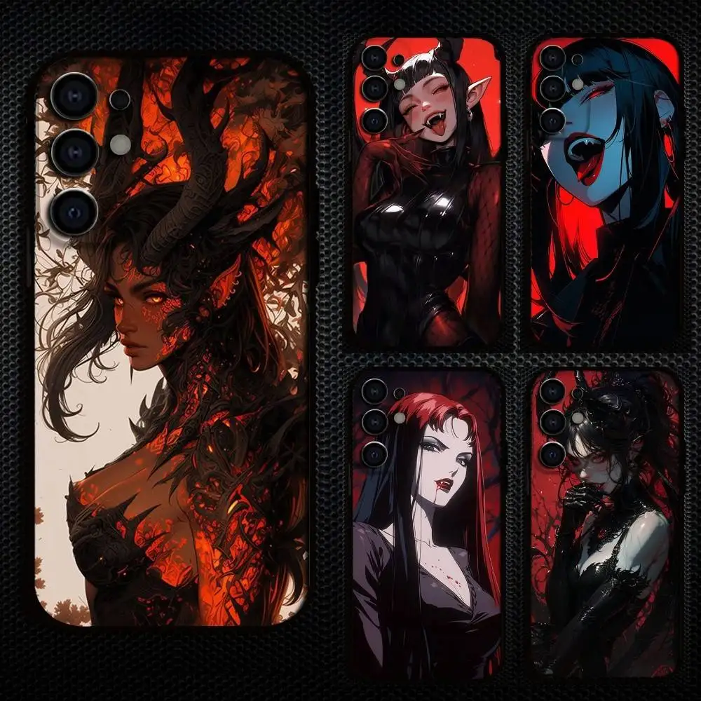

Gothie Vampire Searlet Art Phone Case For Samsung S25,S24,S21,S22,S23,S30,Ultra,S20,Plus,Fe,Lite,Note,10,9,5G Black Cover