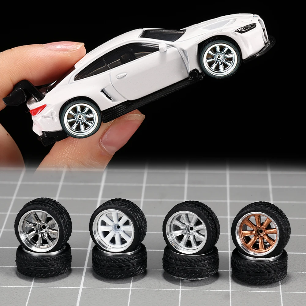 1/64 Modellauto-Räder 4er-Set - 11mm Durchmesser ABS-Gummireifen mit Bremsscheibe - Upgrade-Teile für Tomica Diecast-Fahrzeuge – Detail 40