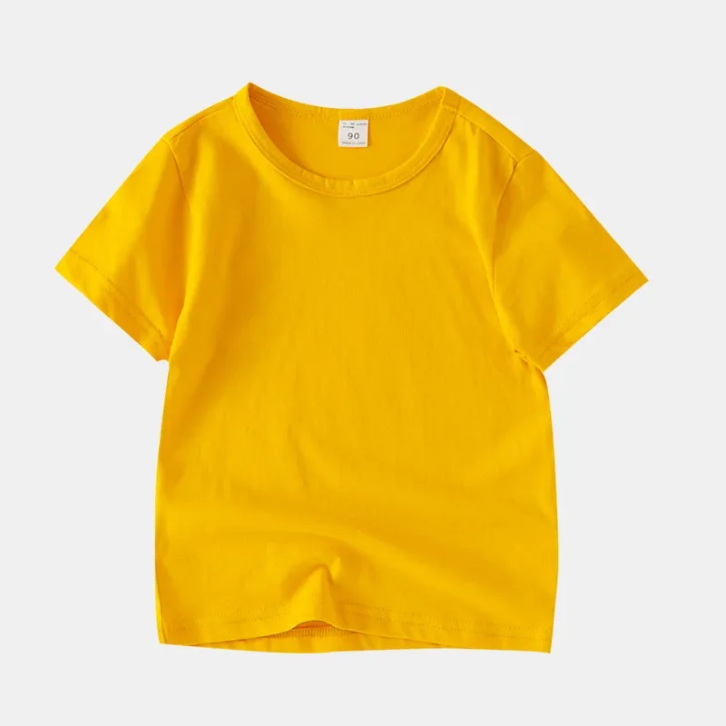 2026 Summer Children\'s T Shirt Candy Color 100%Cotton T-Shirts For Boys Girls Baby Blank Clothes Kids Tees Short Sleeve T Shirts