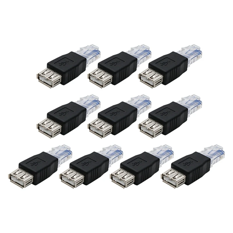 

10Pcs USB A Female To Ethernet RJ45 Male Adapter Connector Router Adapter USB To RJ45 Female A To Ethernet Internet RJ45