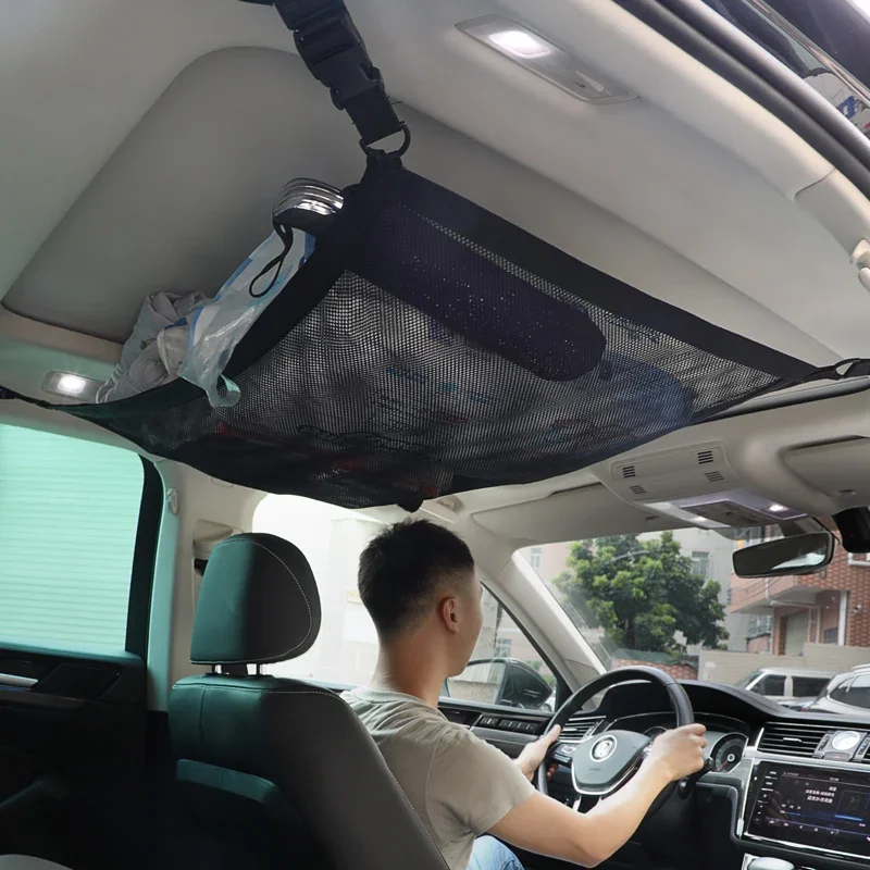 SUV Auto Dach Cargo Net Lagerung Tasche Atmungsaktive Mesh Decke Organizer Starke Tragende Platzsparende Innen Zubehör Fit – Detail 5