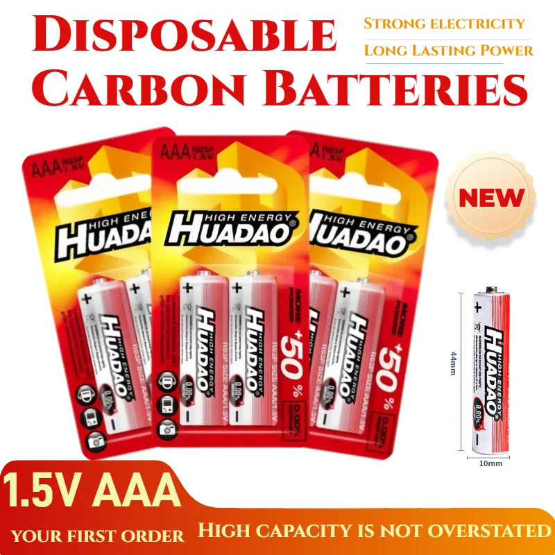 

AAA Batteries 1.5V R03 Zinc Carbon Batteries for Toys/Remote Control/LED Light/Mouse/Calculator/Clock/Keyboard/Flashlight