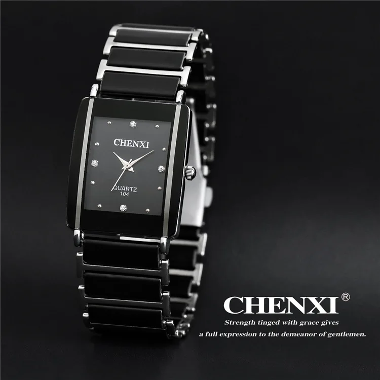 Luxury Brand Square Watches Diamond His Hers Watch Sets For Men And Women Waterproof Stainless Steel Couple Items For Lovers