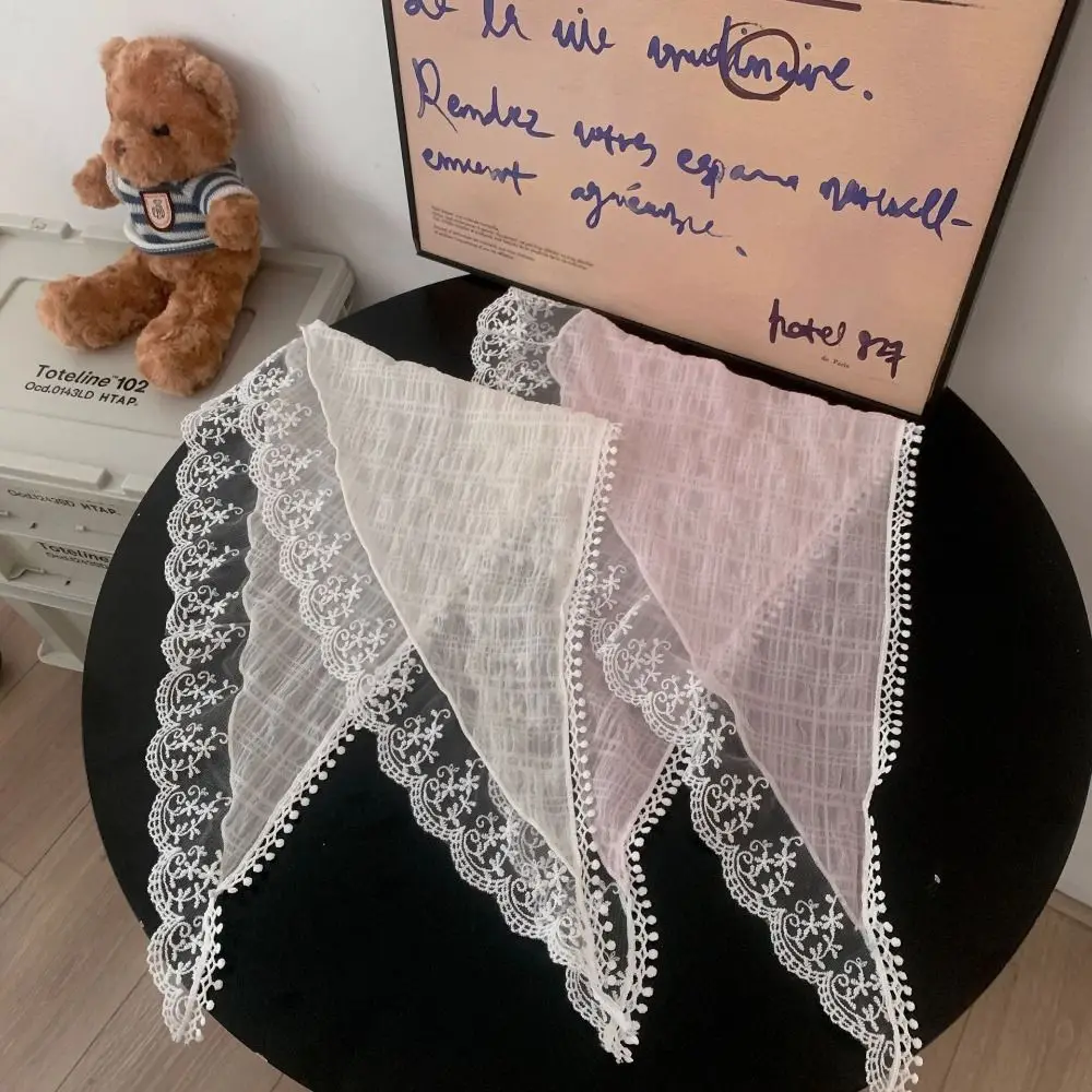 Korean Triangular Lace Hair Scarf Hair Accessories Photo Headscarf French Pastoral Style Hair Band Strap Women Girls