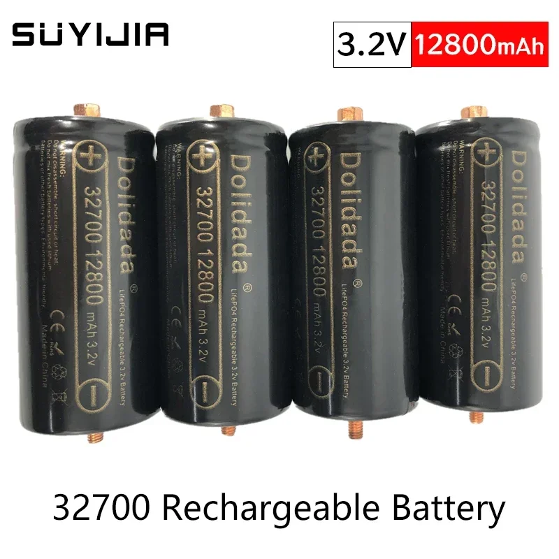 Original 3.2V 32700 Lifepo4 Battery 12800mAh Rechargeable Batteries Professional Lithium Iron Phosphate Power Cells with Screw